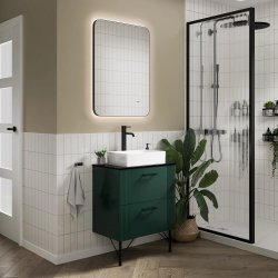 HIB Arcane Black 50 Curve Illuminated Frame Bathroom Mirror