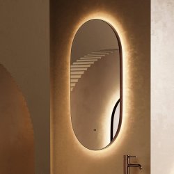 HiB Arcane Brushed Bronze 50 Pill Illuminated Frame Bathroom Mirror