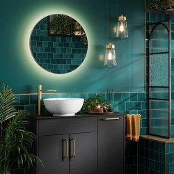 HiB Arcane Brushed Brass 60 Round Illuminated Frame Bathroom Mirror 79501000