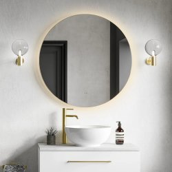 HiB Arcane Brushed Brass 60 Round Illuminated Frame Bathroom Mirror