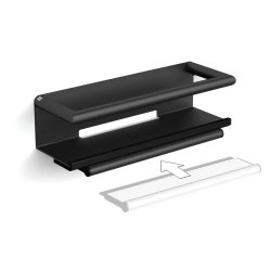 HiB Black Shower Shelf With Magnetic Squeegee