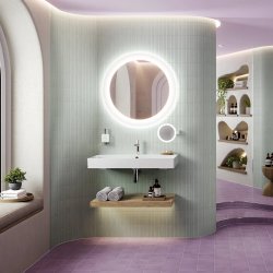 HiB Cassini 60 Round Deep Border Illuminated Bathroom Mirror