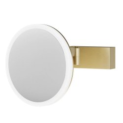 HiB Cirque Brushed Brass LED Magnifying Bathroom Mirror