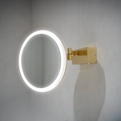 HiB Cirque Brushed Brass LED Magnifying Bathroom Mirror 21900