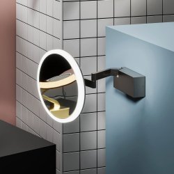 HiB Cirque Gunmetal LED Magnifying Bathroom Mirror 22000