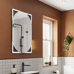 HiB Rubin 50 Black LED Illuminated Bathroom Mirror