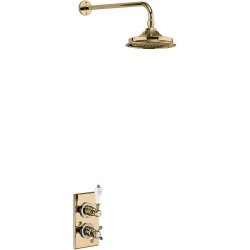 Burlington Trent Concealed Shower in Gold with Fixed Head