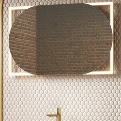 HiB Rubin 50 Brushed Brass LED Illuminated Bathroom Mirror 79820000