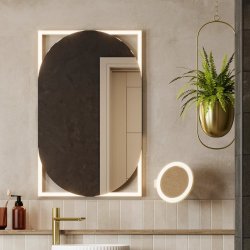 HiB Rubin 50 Brushed Brass LED Illuminated Bathroom Mirror