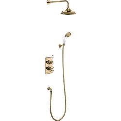 Burlington Trent Concealed Two Outlet Shower Gold with Fixed Head and Handset