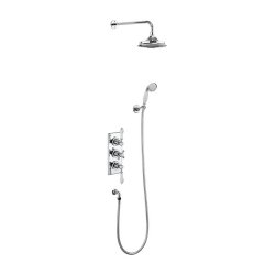 Burlington Trent Concealed Three Control Chrome Shower with Fixed Head and Handset