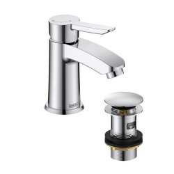 Bristan Apelo Chrome Eco Start Small Basin Mixer with Clicker Waste