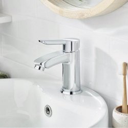 Bristan Apelo Chrome Eco Start Small Basin Mixer with Clicker Waste APEESSMBASC