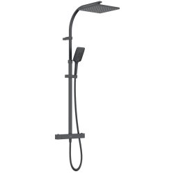 Bristan Quadrato Black Thermostatic Safe Touch Rigid Riser Bar Shower