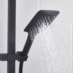 Bristan Quadrato Black Thermostatic Safe Touch Rigid Riser Bar Shower QDSHXDIVCTFFBLK