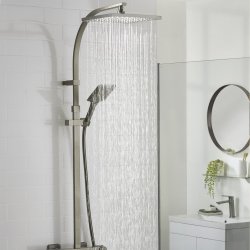 Bristan Quadrato Gunmetal Thermostatic Safe Touch Rigid Riser Bar Shower QDSHXDIVCTFFGM