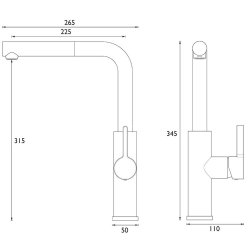 Bristan Profile Kitchen Sink Mixer with Extended Pull Down Nozzle PRPULLSNKC