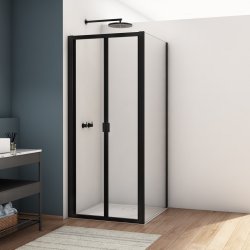 Kudos Divera 760mm Matt Black Bifold Shower Door Alcove K22K07606070001