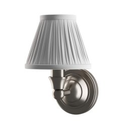 Burlington Round LED Wall Light with Brushed Nickel Base and White Fine Pleated Shade