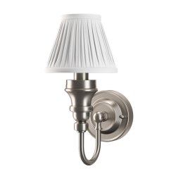 Burlington Ornate LED Wall Light with Brushed Nickel Base and White Fine Pleated Shade