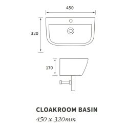 Ajax Binbrook 450mm 1TH Cloakroom Basin and Matt Black Bottle Trap AJAX106862