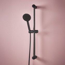 Scudo Matt Black Exposed Shower Riser Rail NU-080