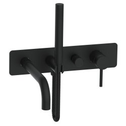 Scudo Core Matt Black Wall Mounted Bath and Shower Mixer