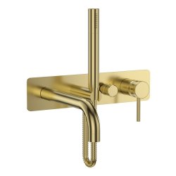 Scudo Core Brushed Brass Wall Mounted Bath and Shower Mixer