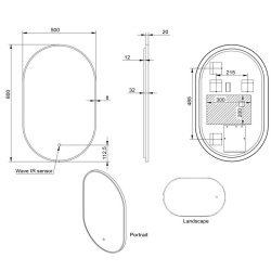 Scudo Aubrey 500 x 800mm Brushed Bronze Oval LED Mirror MIRROR014