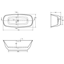 Scudo Coral 1700 x 750mm Freestanding Bath BATH-004