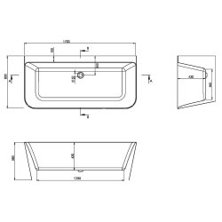 Scudo Porto 1700 x 780mm Back to Wall Freestanding Bath BATH-005