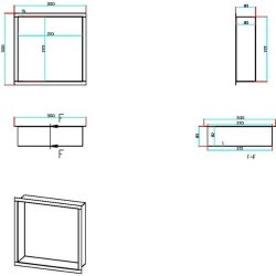 Scudo 300 x 300mm Matt Black Inset Shower Niche SN-3X3-MB 