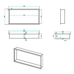 Scudo 600 x 300mm Gunmetal Inset Shower Niche SN-6X3-GUN