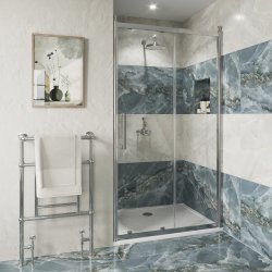 Burlington Classique 1200mm Sliding Shower Door in Chrome 1909 Handle and Finials