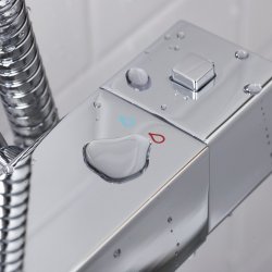 Bristan Qubo Chrome Thermostatic Bar Mixer Shower with Rigid Riser