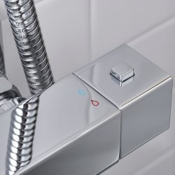 Bristan Qubo Chrome Thermostatic Bar Mixer Shower with Rigid Riser