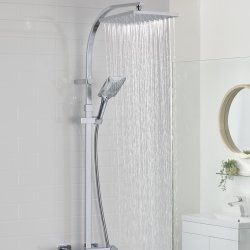 Bristan Qubo Chrome Thermostatic Bar Mixer Shower with Rigid Riser