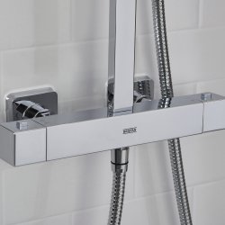 Bristan Qubo Chrome Thermostatic Bar Mixer Shower with Rigid Riser