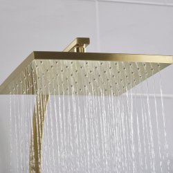 Bristan Qubo Brushed Brass Thermostatic Bar Mixer Shower with Rigid Riser