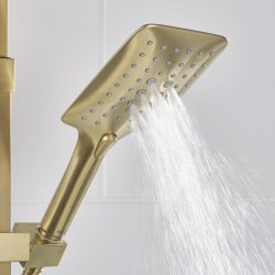 Bristan Qubo Brushed Brass Thermostatic Bar Mixer Shower with Rigid Riser