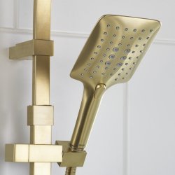 Bristan Qubo Brushed Brass Thermostatic Bar Mixer Shower with Rigid Riser