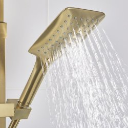 Bristan Qubo Brushed Brass Thermostatic Bar Mixer Shower with Rigid Riser