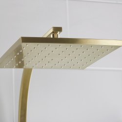 Bristan Qubo Brushed Brass Thermostatic Bar Mixer Shower with Rigid Riser