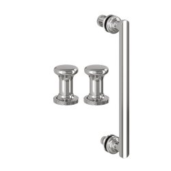 Burlington Classique 1700mm Sliding Shower Door in Brushed Nickel 1909 Handle and Finial Cutout