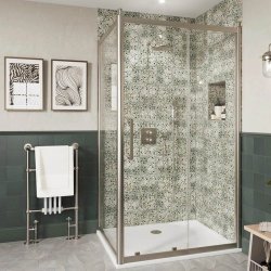 Burlington Classique 1700mm Sliding Shower Door in Brushed Nickel Burlington Classique 1700mm Sliding Shower Door in Brushed Nickel with Side Panel (1909)