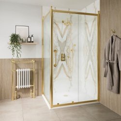 Burlington Classique 1200mm Sliding Shower Door in Gold Burlington Classique 1200mm Sliding Shower Door in Gold with 1850 handles