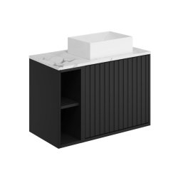 Scudo Alfie 800mm Matt Black Wall Mounted Vanity Unit and Basin