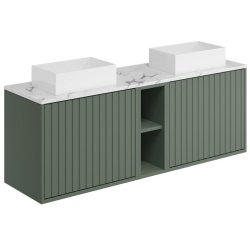 Scudo Alfie 1400mm Reed Green Double Wall Mounted Vanity Unit and Basin