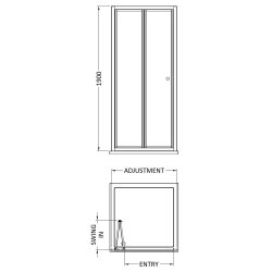 Nuie Rene 1000mm Chrome Framed Bifold Shower Door