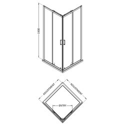 Nuie Rene 800mm Chrome Framed Corner Entry Shower Enclosure